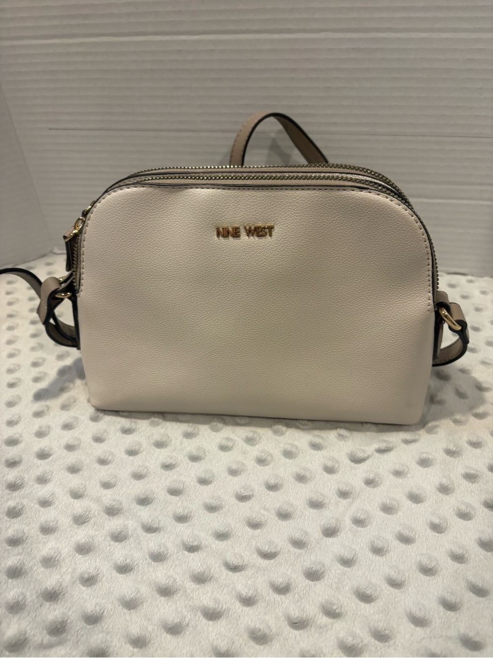 Nine West Cream Double-Zip Shoulder Bag